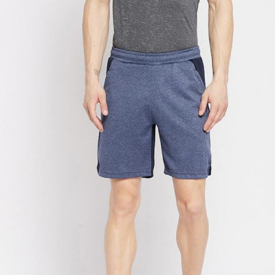 Men Navy Blue & Blue Colourblocked Sports Shorts